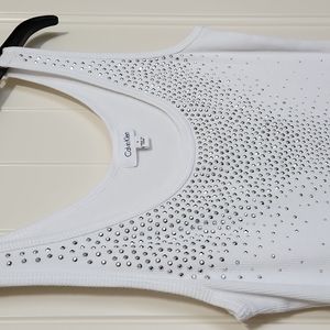 White Tank Top with Silver Bling